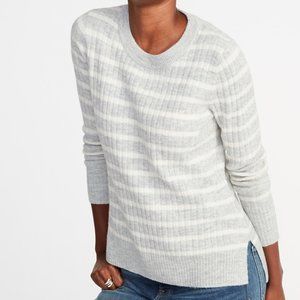 Old Navy Grey Stripe Cozy Crewneck Sweater Large